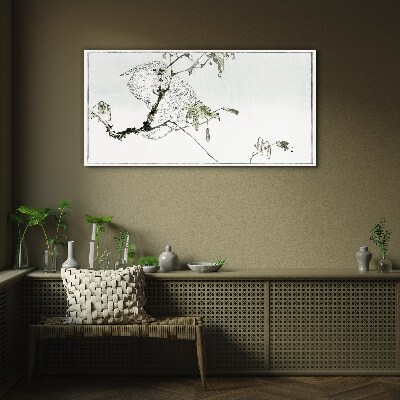 Glasbild Vogel auf einem Ast