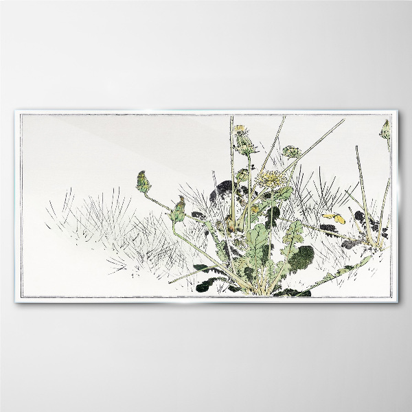Glasbild Eine Pflanzenlandschaft in zarten Tönen