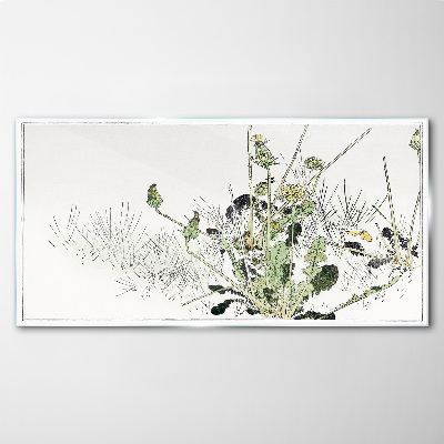 Glasbild Eine Pflanzenlandschaft in zarten Tönen