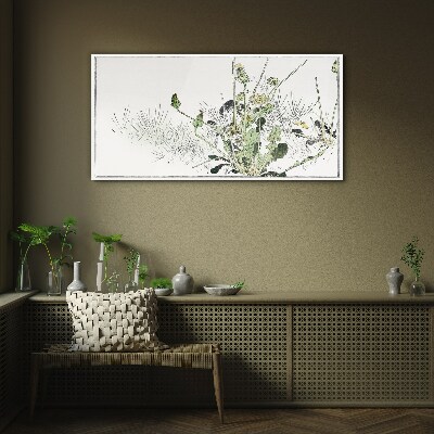 Glasbild Eine Pflanzenlandschaft in zarten Tönen