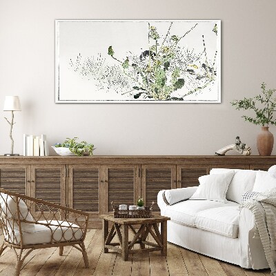Glasbild Eine Pflanzenlandschaft in zarten Tönen