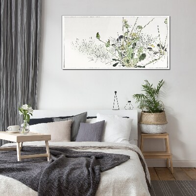 Glasbild Eine Pflanzenlandschaft in zarten Tönen