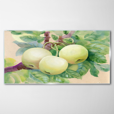 Glasbild Apfelgarten in Pastellfarben