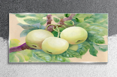 Glasbild Apfelgarten in Pastellfarben