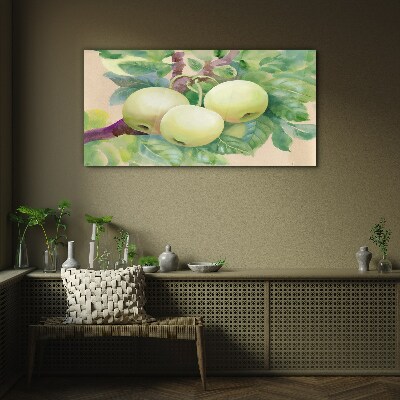 Glasbild Apfelgarten in Pastellfarben