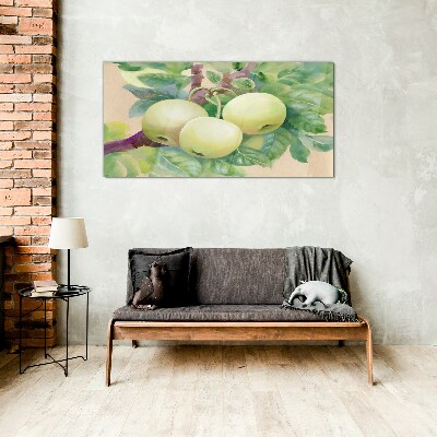 Glasbild Apfelgarten in Pastellfarben