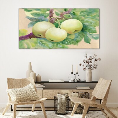 Glasbild Apfelgarten in Pastellfarben
