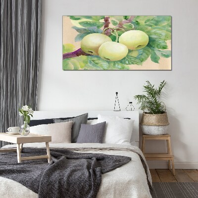 Glasbild Apfelgarten in Pastellfarben