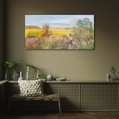 Glasbild Landschaft Feld Himmel Natur