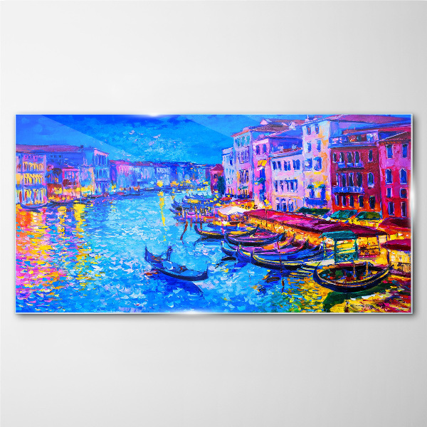 Glasbild Eine venezianische Nacht im Glanz der Farben