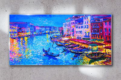Glasbild Eine venezianische Nacht im Glanz der Farben
