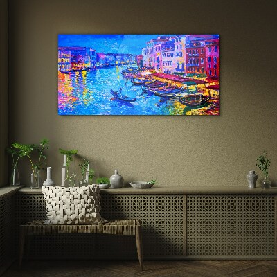 Glasbild Eine venezianische Nacht im Glanz der Farben
