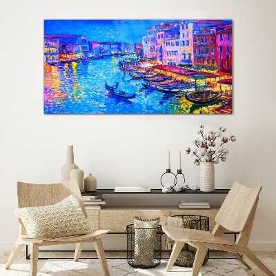 Glasbild Eine venezianische Nacht im Glanz der Farben