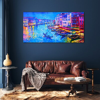Glasbild Eine venezianische Nacht im Glanz der Farben