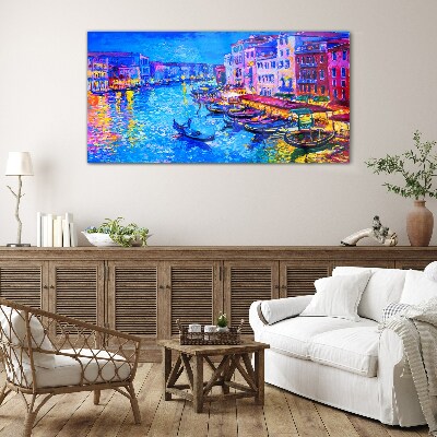 Glasbild Eine venezianische Nacht im Glanz der Farben