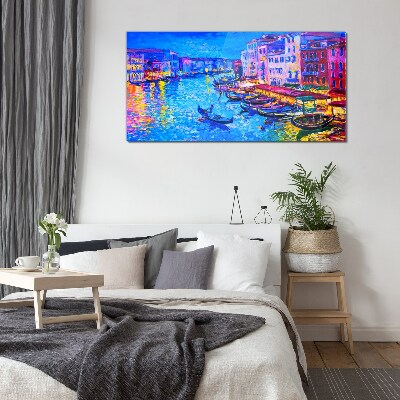 Glasbild Eine venezianische Nacht im Glanz der Farben