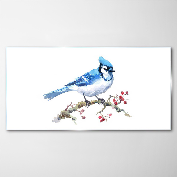 Glasbild Blauvogel auf einem Ast
