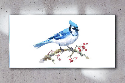 Glasbild Blauvogel auf einem Ast