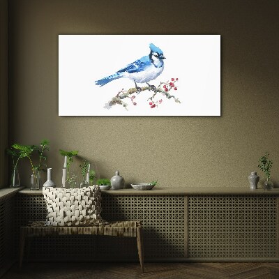 Glasbild Blauvogel auf einem Ast