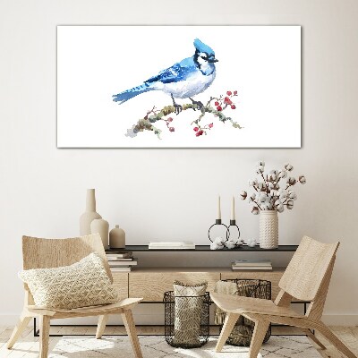 Glasbild Blauvogel auf einem Ast