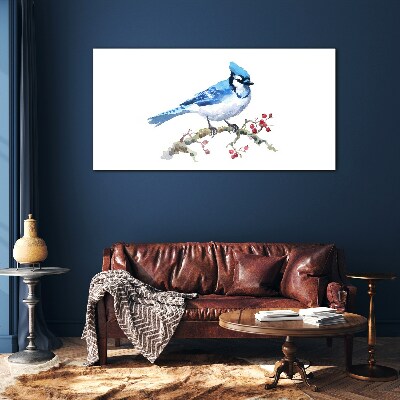 Glasbild Blauvogel auf einem Ast