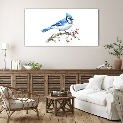 Glasbild Blauvogel auf einem Ast