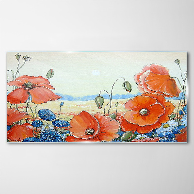 Glas bild Blumenlandschaft in Pastellfarben