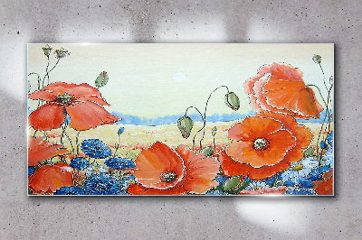 Glas bild Blumenlandschaft in Pastellfarben