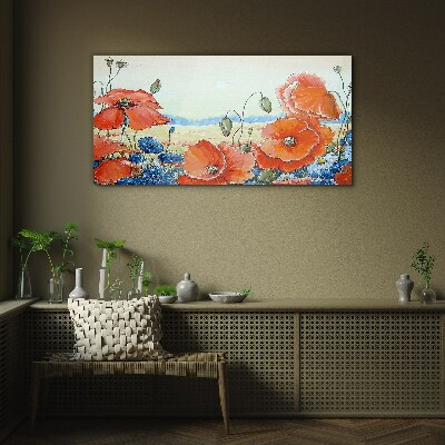 Glas bild Blumenlandschaft in Pastellfarben