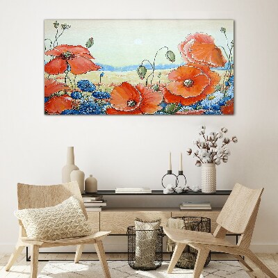 Glas bild Blumenlandschaft in Pastellfarben