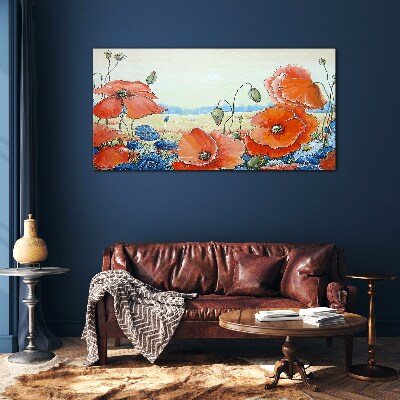 Glas bild Blumenlandschaft in Pastellfarben