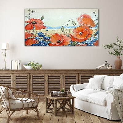 Glas bild Blumenlandschaft in Pastellfarben