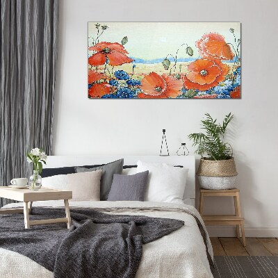 Glas bild Blumenlandschaft in Pastellfarben