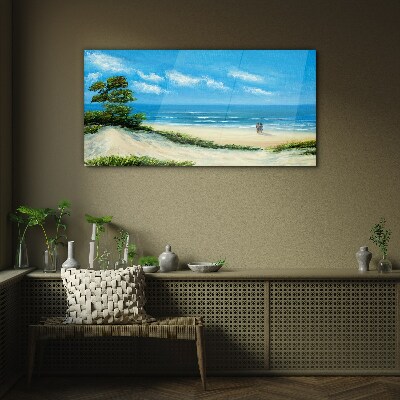 Glasbild Ein romantischer Spaziergang am Meer