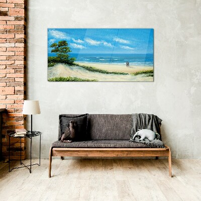 Glasbild Ein romantischer Spaziergang am Meer