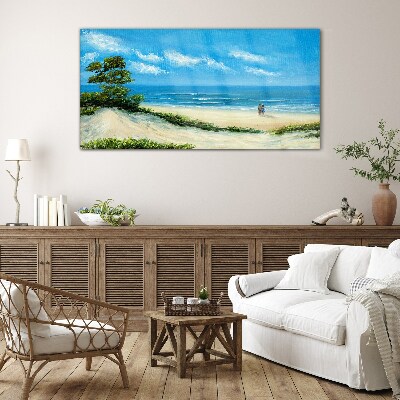 Glasbild Ein romantischer Spaziergang am Meer