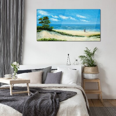 Glasbild Ein romantischer Spaziergang am Meer