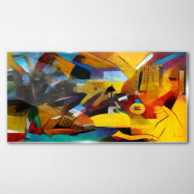 Glasbild Abstrakte Landschaft in intensiven Farben
