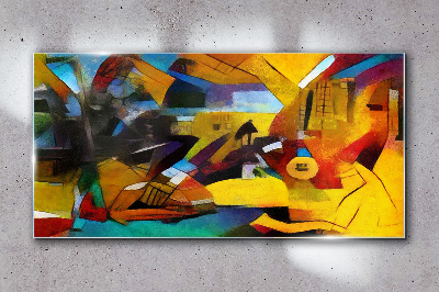 Glasbild Abstrakte Landschaft in intensiven Farben