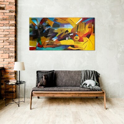Glasbild Abstrakte Landschaft in intensiven Farben