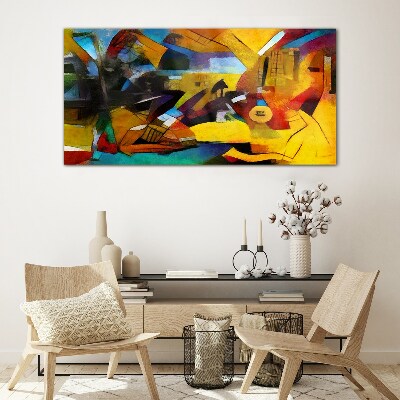 Glasbild Abstrakte Landschaft in intensiven Farben