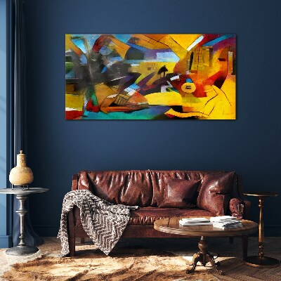 Glasbild Abstrakte Landschaft in intensiven Farben
