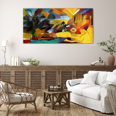 Glasbild Abstrakte Landschaft in intensiven Farben