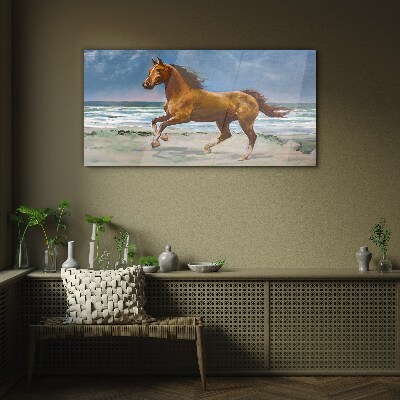 Glasbild Galoppierendes Pferd von Unbekanntem Künstler