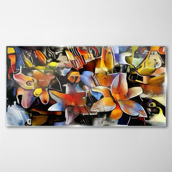 Glasbild Florale Abstraktion in intensiven Farben