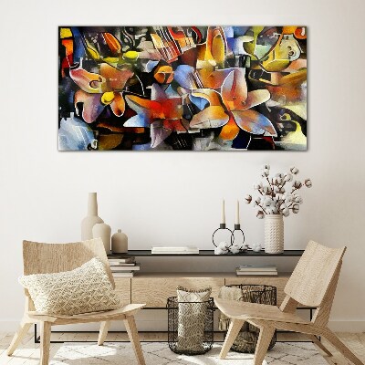 Glasbild Florale Abstraktion in intensiven Farben