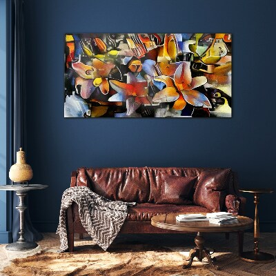 Glasbild Florale Abstraktion in intensiven Farben