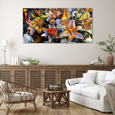 Glasbild Florale Abstraktion in intensiven Farben