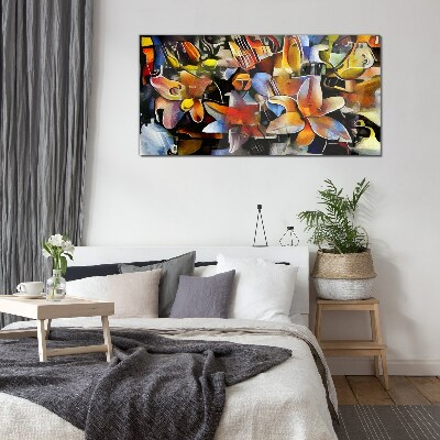 Glasbild Florale Abstraktion in intensiven Farben