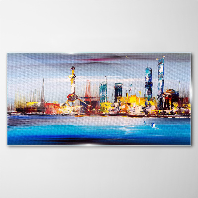Glasbild Modernes Stadtpanorama